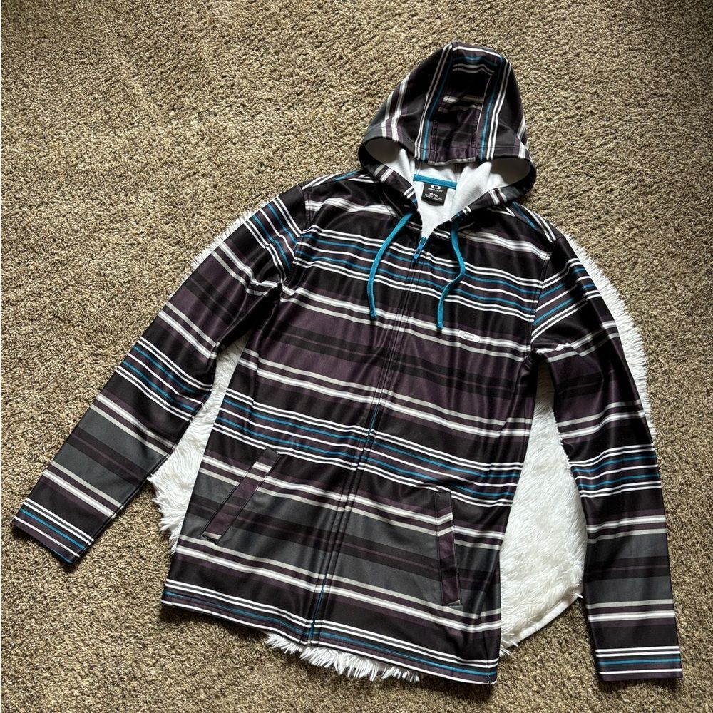 Oakley Jacket Hooded Striped Mens Size Medium